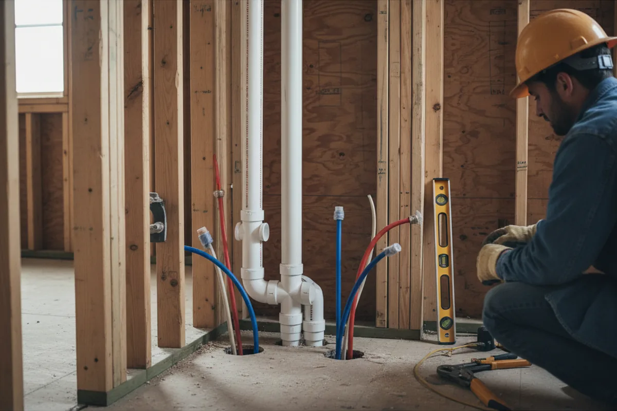Drain and supply rough-in during Leak Detection in Penn Valley